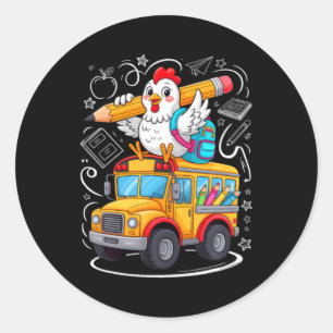 Back To School Chicken School Bus 100 Days Of Classic Round Sticker