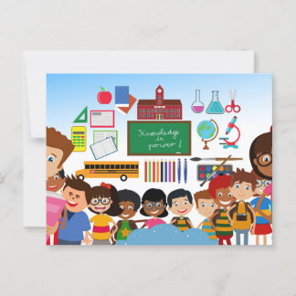 Back to school children postcard