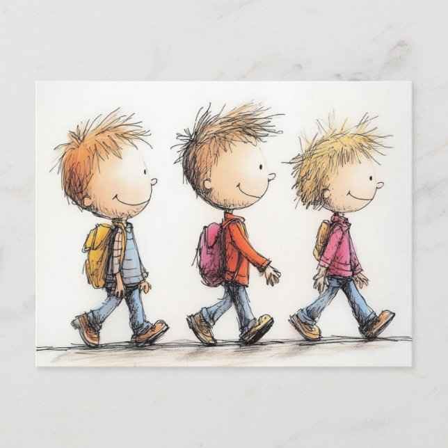 Back to school children postcard (Front)