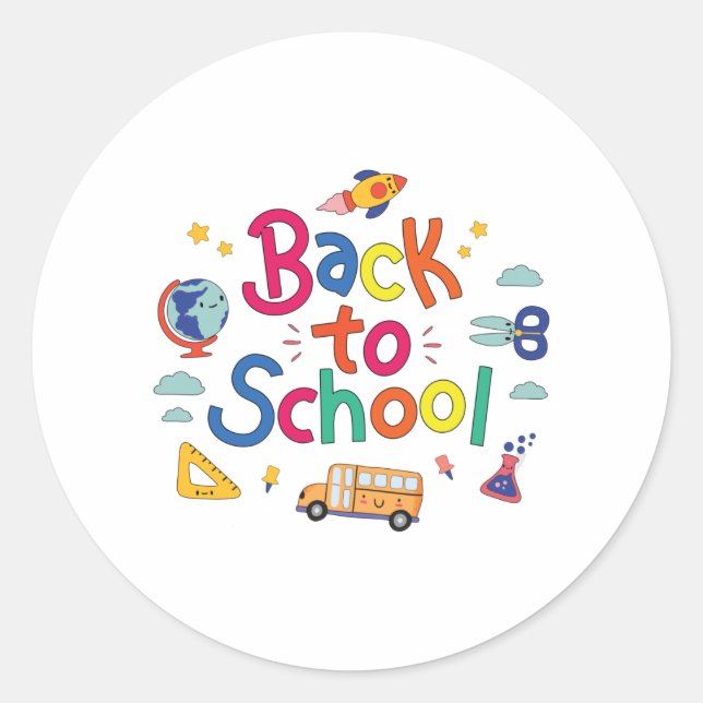 Back to school classic round sticker (Front)