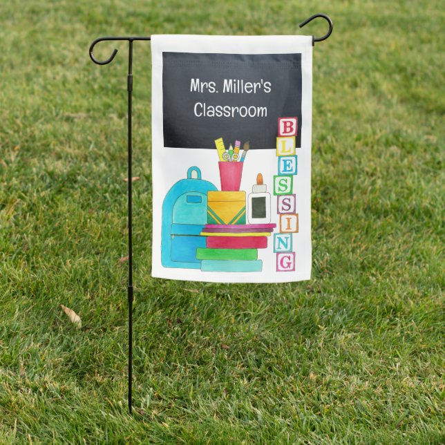 Back to School Classroom Preschool Teacher Garden Flag (In SItu)