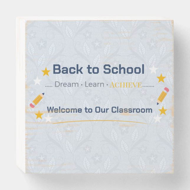 Back to School Classroom Sign | Wooden Box Decor (Front Horizontal)