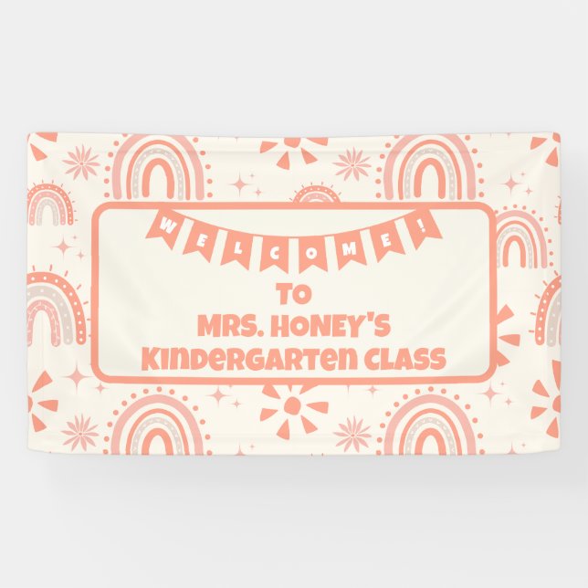 Back to School Classroom Teacher Boho Retro Banner (Horizontal)