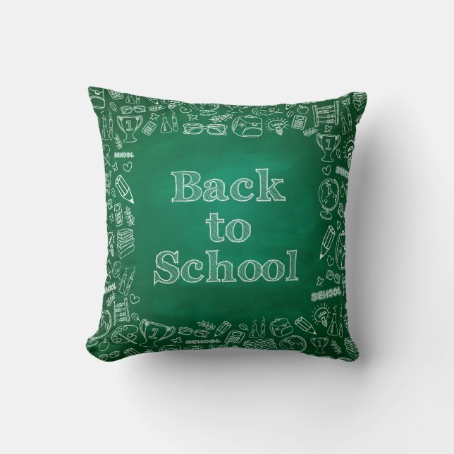 "Back to school" clipart on board Throw Pillow (Front)