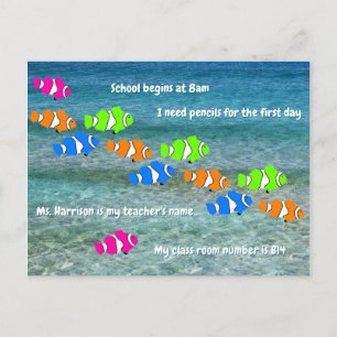 Back to School Clown Fish Welcome Postcard