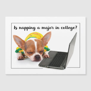 Back to School College Funny Napping Dog on Laptop