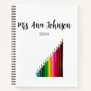 Back to school color pencils add name class year notebook
