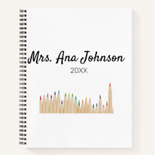 Back to school color pencils add name class year notebook