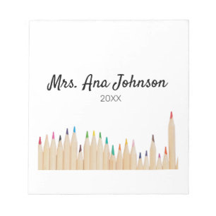 Back to school color pencils add name class year notepad