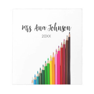 Back to school color pencils add name class year notepad
