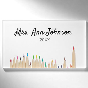 Back to school color pencils add name class year tag