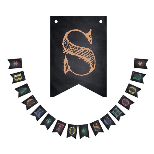 Back to School Colored Chalkboard Decoration Bunting Flags