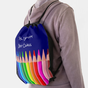 Back to School Colored Pencils Drawstring Bag