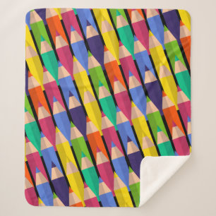 back to school colored pencils sherpa blanket