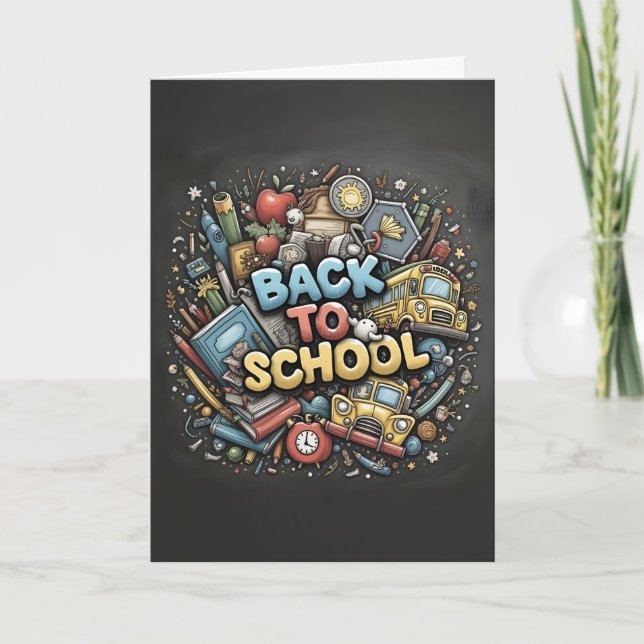 Back To School – Colorful Chalkboard Design Card (Front)