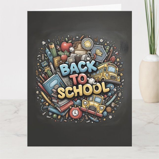 Back To School – Colorful Chalkboard Design Card (Front)