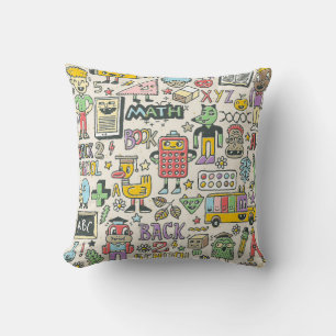 Back to school colorful doodle set 2. Hand drawn i Throw Pillow