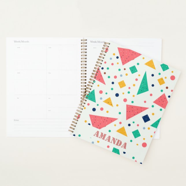 Back to School colorful geometric custom name Planner (Display)