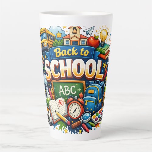 Back to School Colorful Illustration  Latte Mug