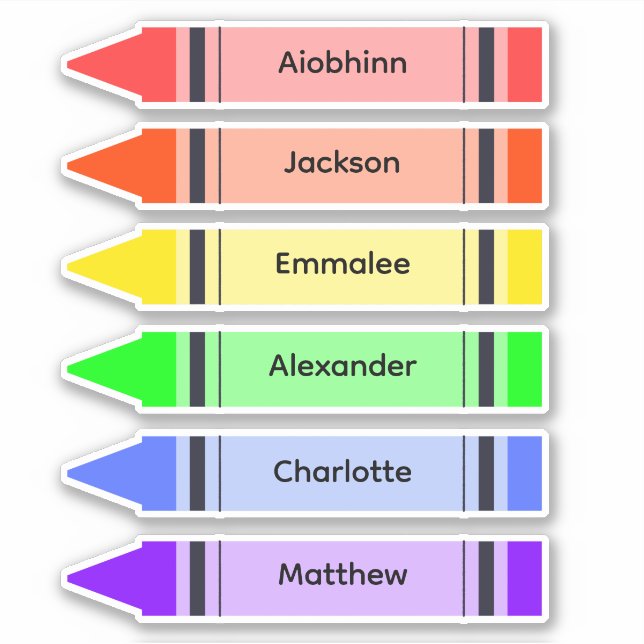 Back to School Colorful Multiple Name Stickers (Front)