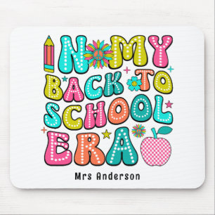 Back to school colorful retro teacher  mouse pad