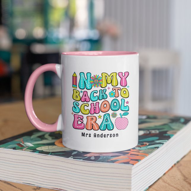 Back to school colorful retro teacher  mug (Creator Uploaded)