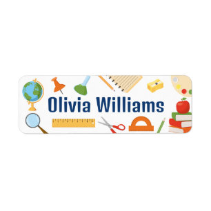 Back to School Colorful School Supplies Label