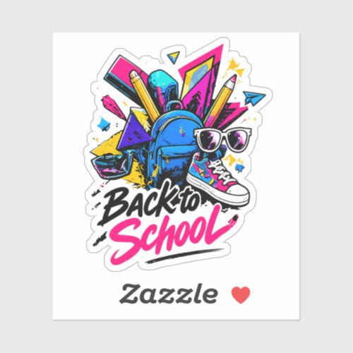 Back to School Colorful School Supplies Sticker