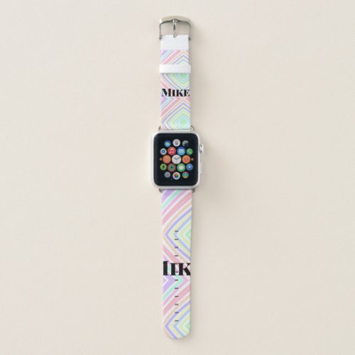 Back to school colorful stripes rainbow add name t apple watch band