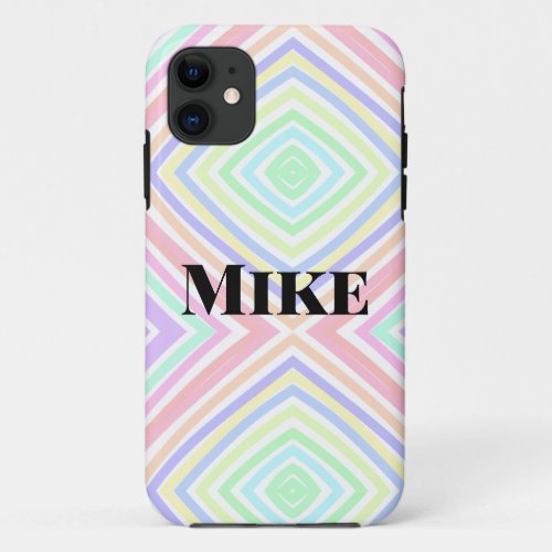Back to school colorful stripes rainbow add name t iPhone 11 case