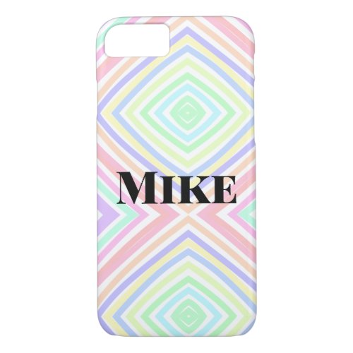 Back to school colorful stripes rainbow add name t iPhone 87 case