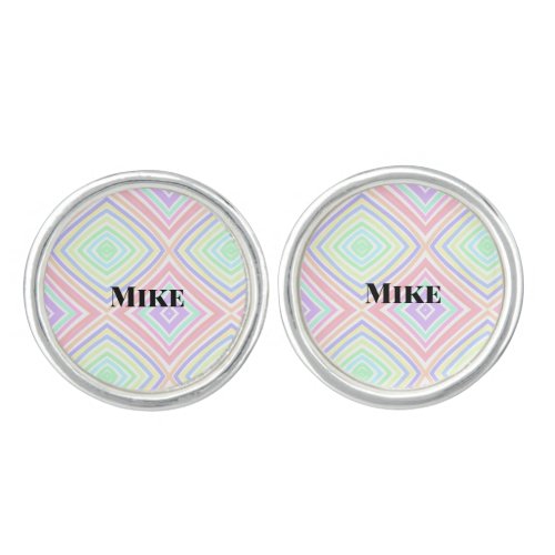 Back to school colorful stripes rainbow add name t cufflinks