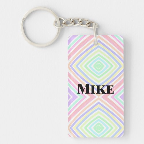 Back to school colorful stripes rainbow add name t keychain