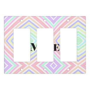 Back to school colorful stripes rainbow add name t light switch cover