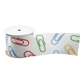 Back to school colourful paper clips satin ribbon