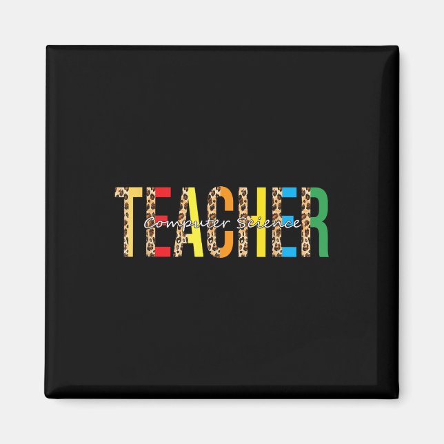 Back To School Computer Science Teacher Leopard Ad Magnet (Front)