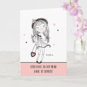 Back to School Cool Teen Girl with Covid 19 Mask Card