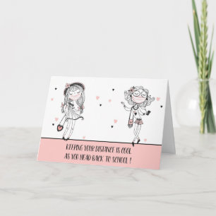 Back to School Cool Teen Girls with Covid 19 Masks Card