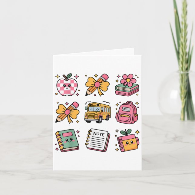 Back To School Coquette Bow First Day Of School To Card (Front)