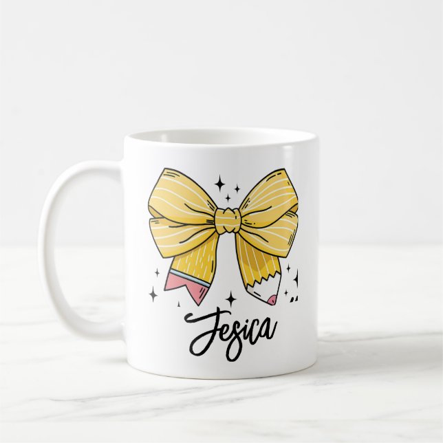 Back to School Coquette Custom Name Coffee Mug (Left)