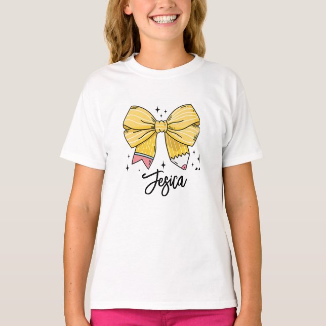 Back to School Coquette Custom Name T-Shirt (Front)
