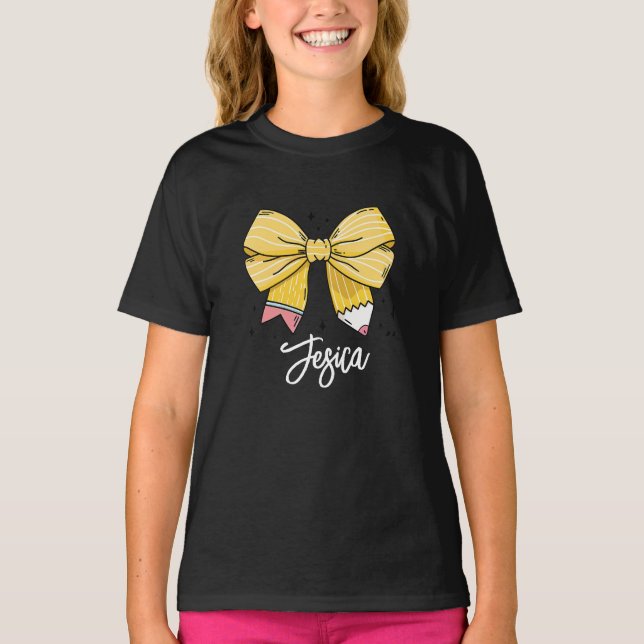 Back to School Coquette Custom Name T-Shirt (Front)