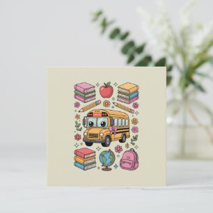Back to School Coquette Teacher Kindergarten PreK Thank You Card