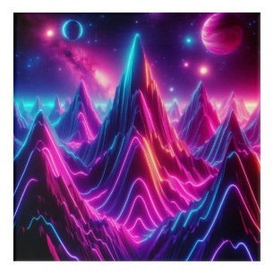 Back to School Cosmic Neon Mountain Glow Acrylic Print