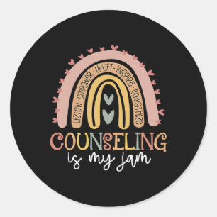 Back To School Counselor Counseling Is My Jam Rain Classic Round Sticker