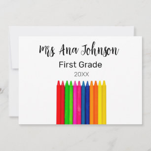 Back to school crayons add name grade class year invitation