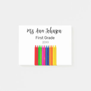 Back to school crayons add name grade class year post-it notes
