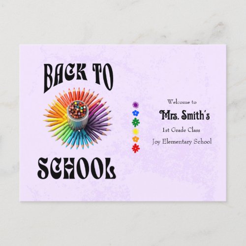 Back to School Crayons Teacher Personalized  Postcard