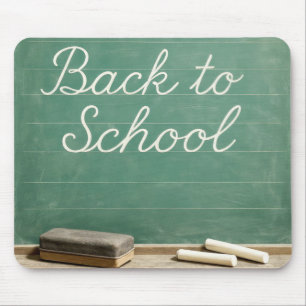 Back To School Cursive Text On Green Chalkboard Mouse Pad
