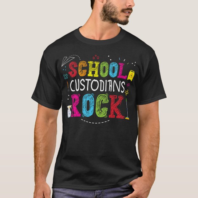 Back To School Custodians Rock Cool Janitor Men T-Shirt (Front)